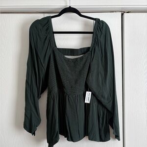 NWT Old Navy Long Sleeve Smocked Peplum Blouse